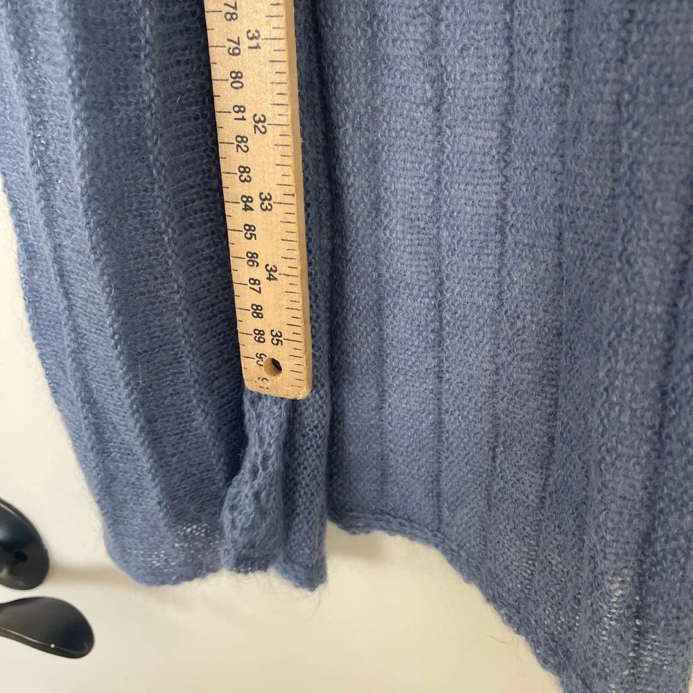 Sundance Blue Kid Mohair Wool Loose Knit Open‎ Duster Cardigan Sweater Size XS